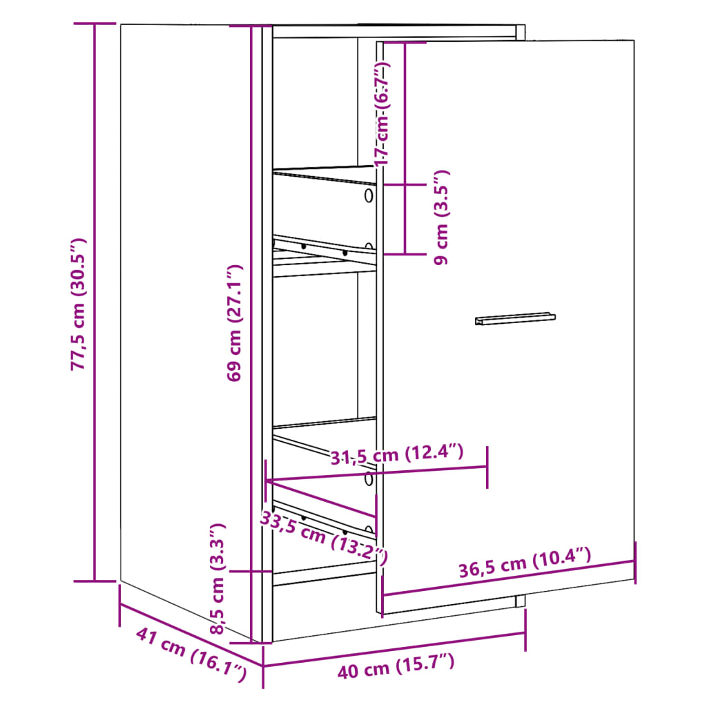 Armoire d'apothicaire noire 40x41x77,5 cm en bois