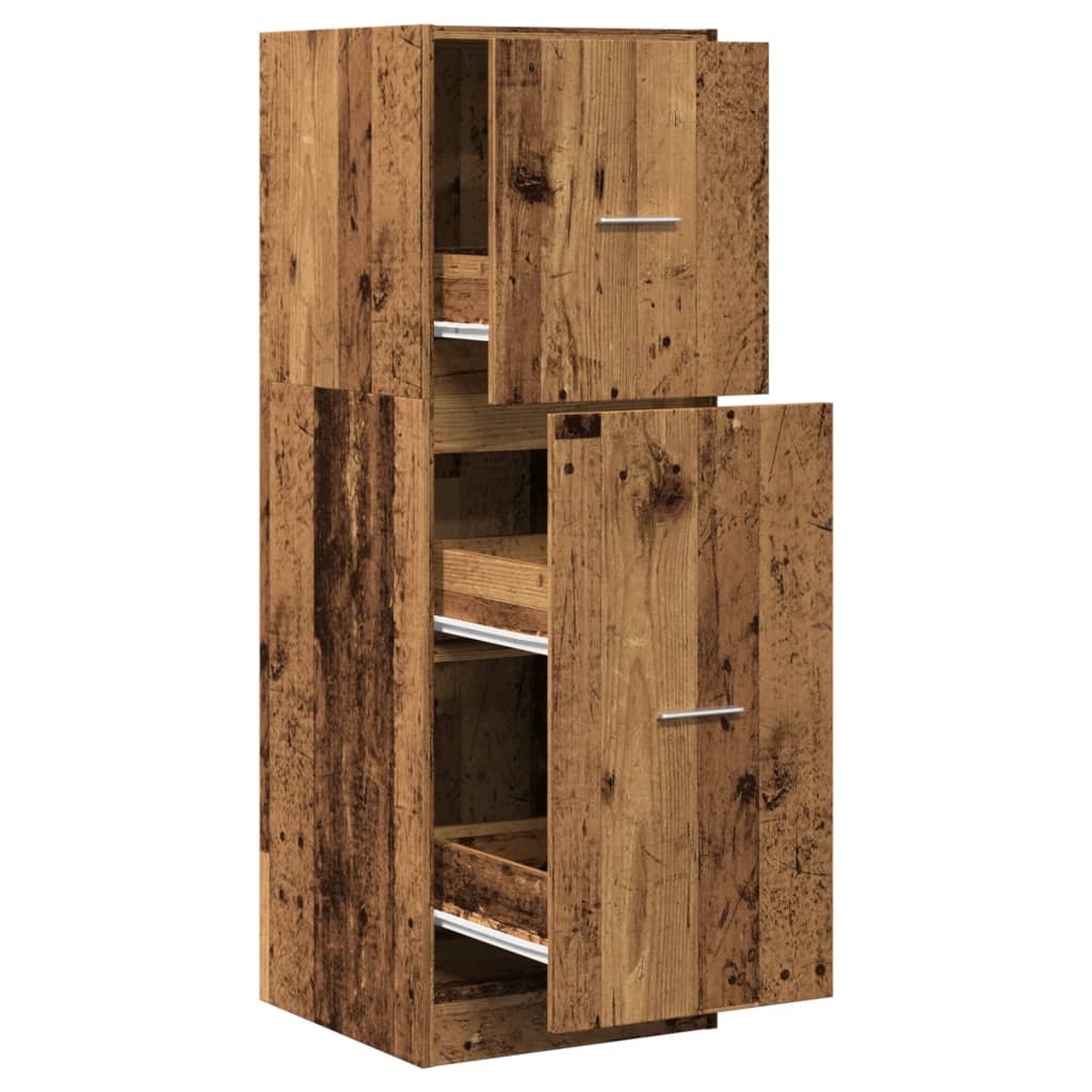 Armoire d'apothicaire aspect bois de récupération 40x41x118 cm en matériau bois