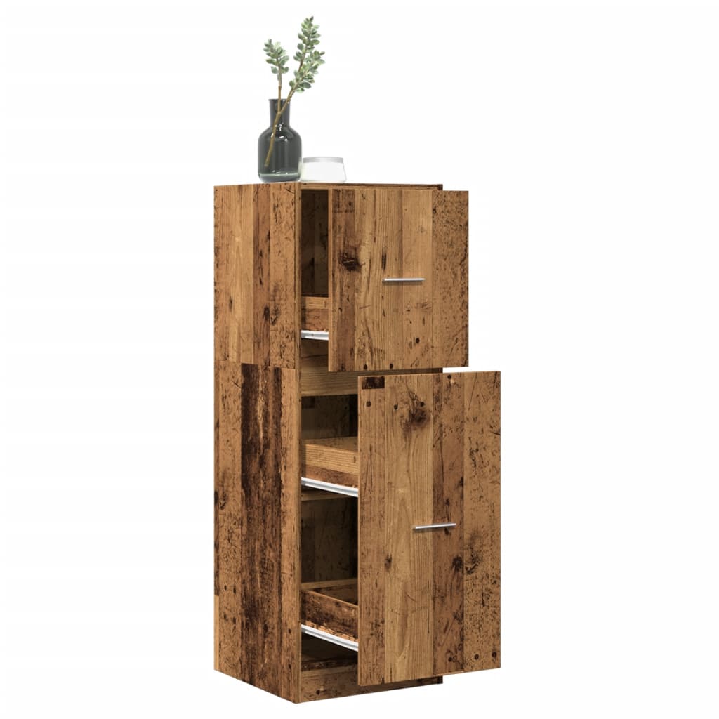 Armoire d'apothicaire aspect bois de récupération 40x41x118 cm en matériau bois