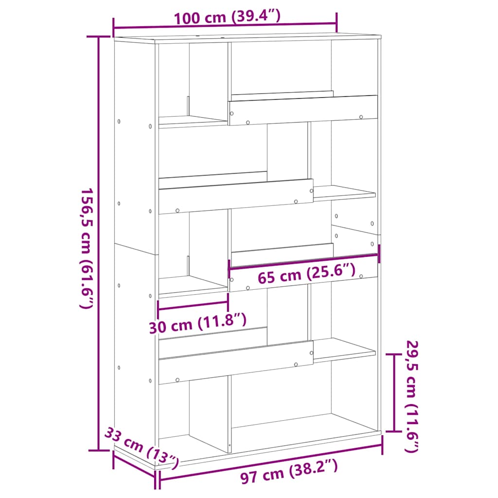 Bücherregal Sonoma-Eiche 100x33x156,5 cm Holzwerkstoff