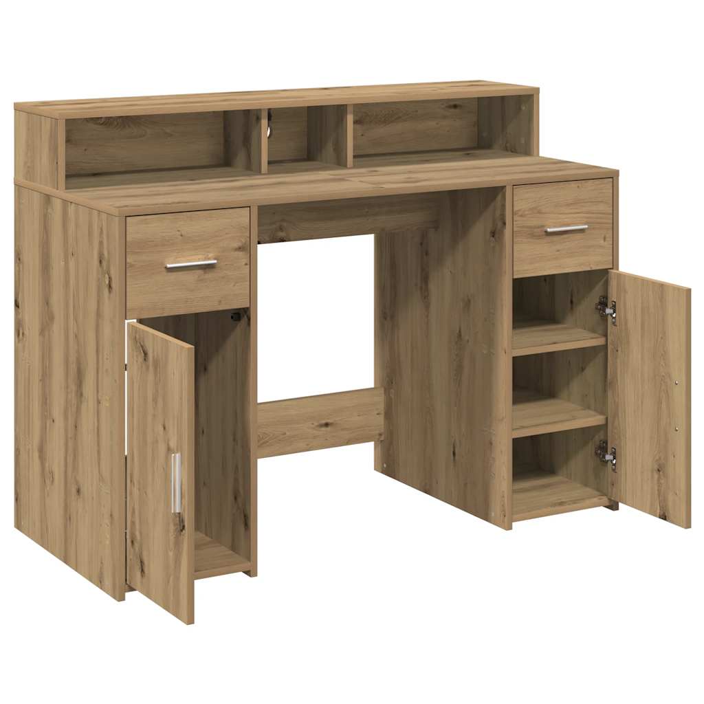 LED-Schreibtisch Artisan-Eiche 120x55x91 cm Holzwerkstoff