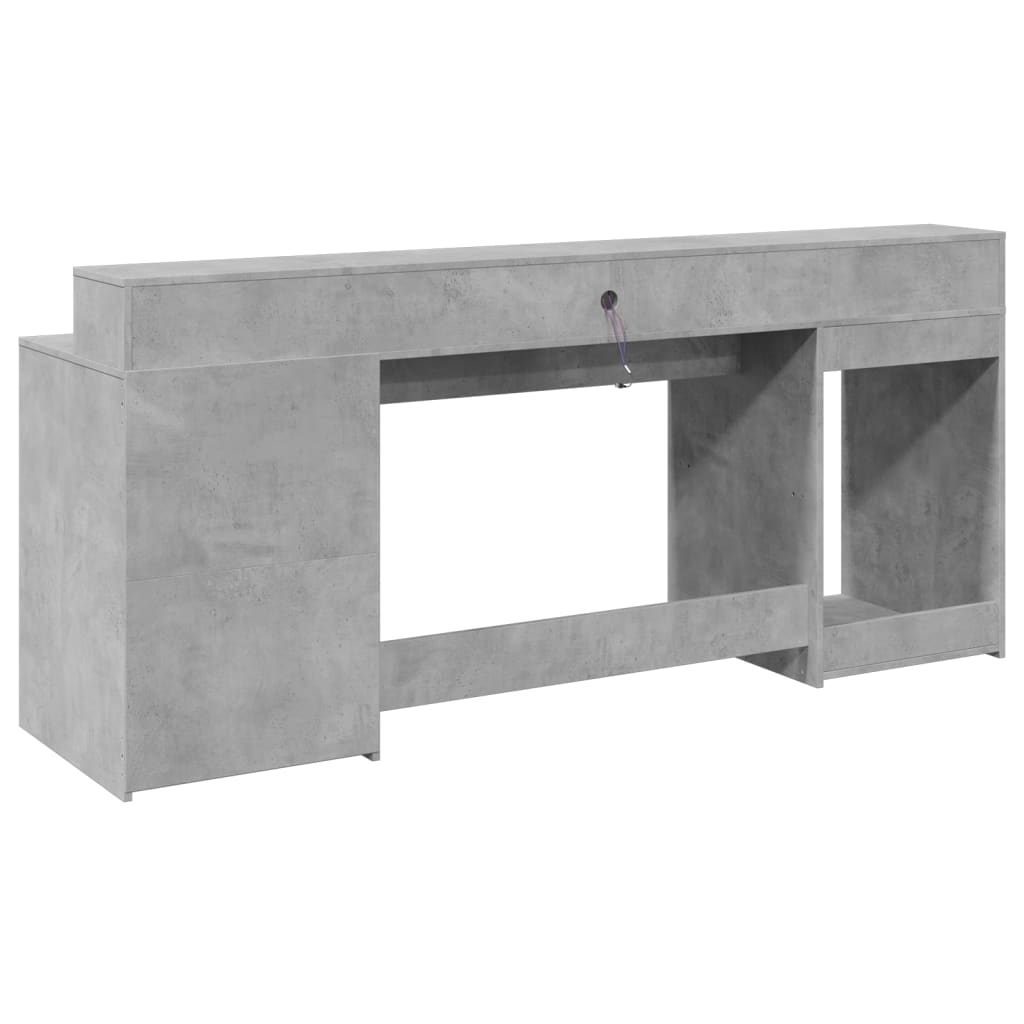 LED-Schreibtisch Betongrau 200x55x91 cm Holzwerkstoff