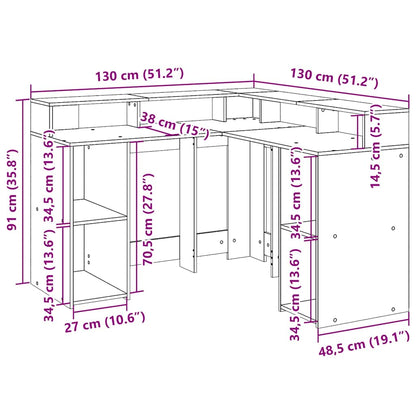 LED-Schreibtisch Artisan-Eiche 130x130x91 Holzwerkstoff