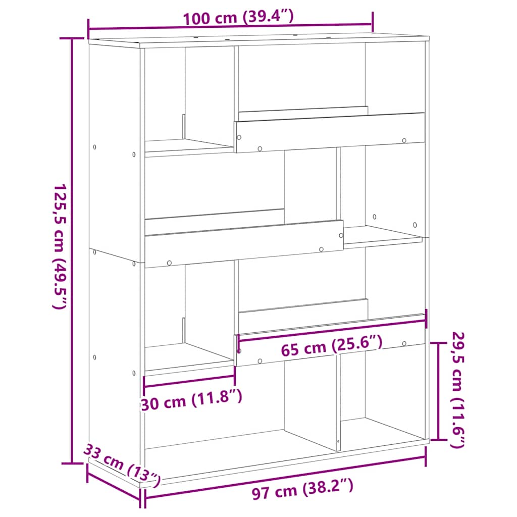 Raumteiler Betongrau 100x33x125,5 cm Holzwerkstoff