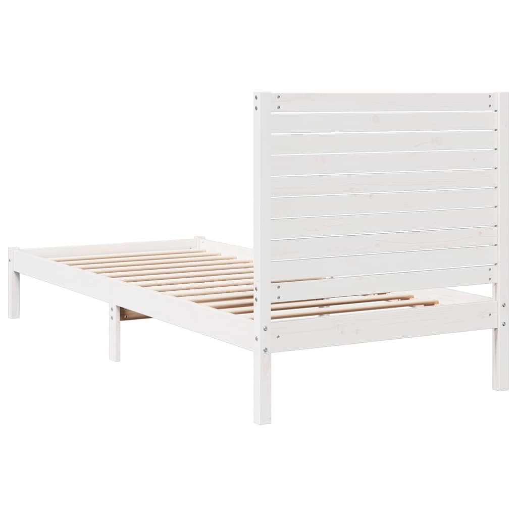 Massivholzbett Extra Lang ohne Matratze Weiß 90x210 cm