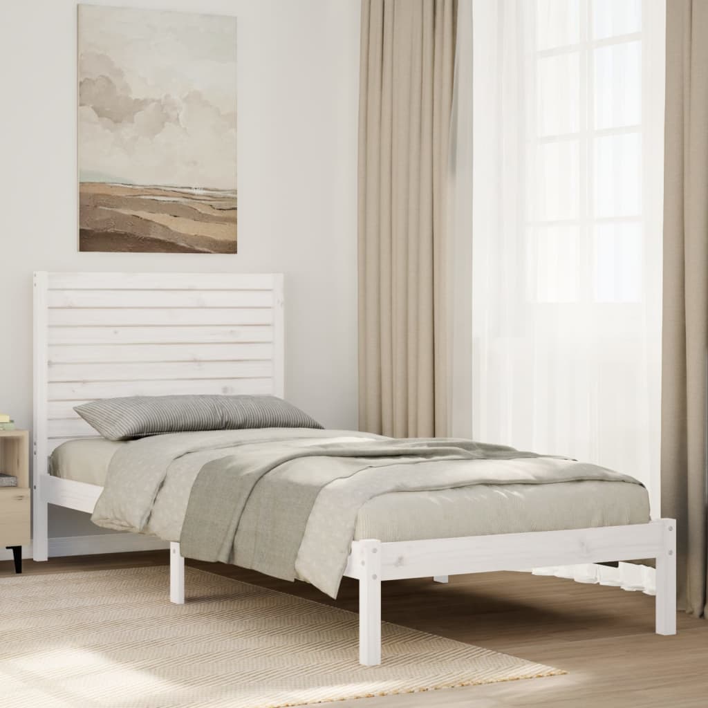 Massivholzbett Extra Lang ohne Matratze Weiß 90x210 cm