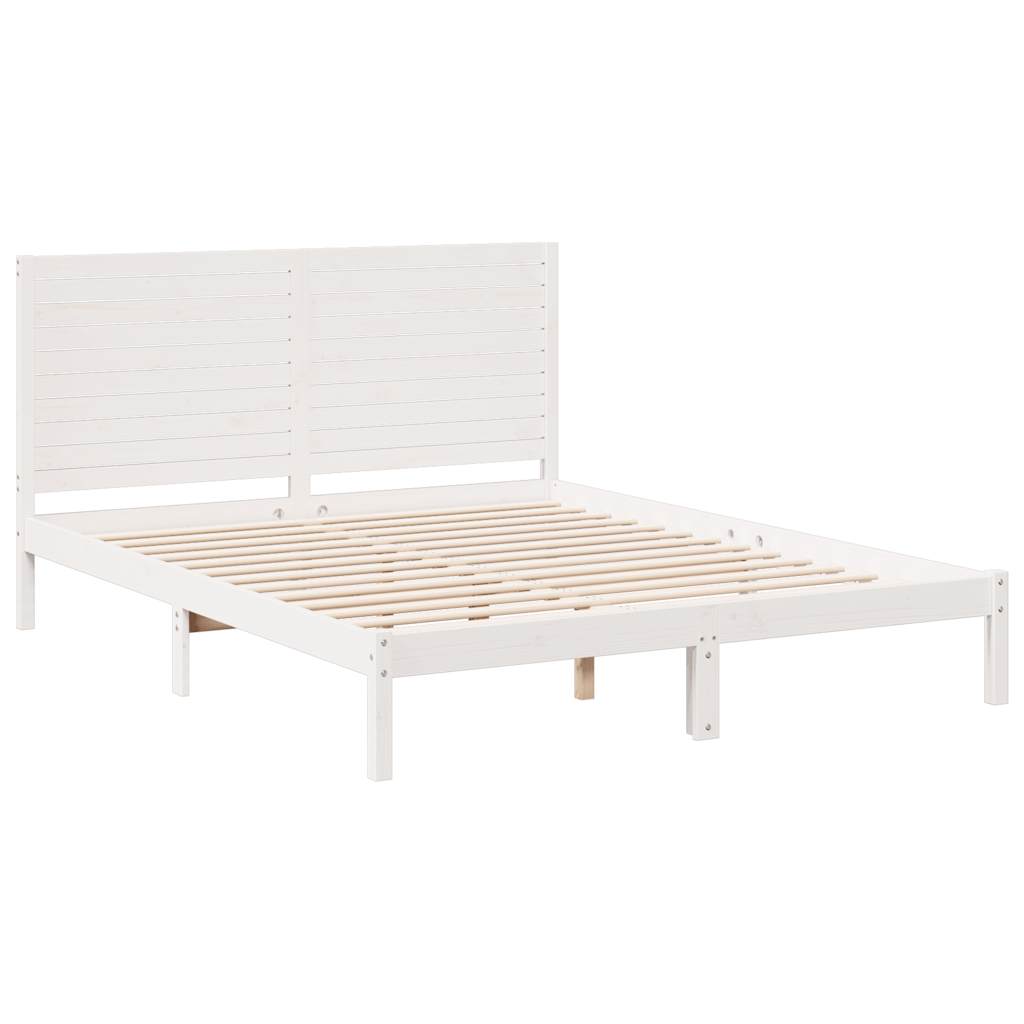 Massivholzbett Extra Lang ohne Matratze Weiß 140x210 cm