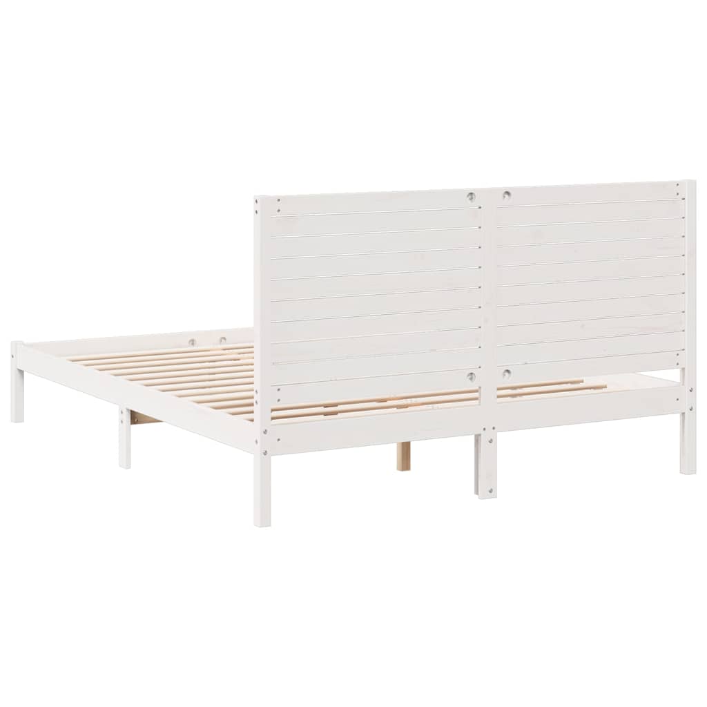 Massivholzbett Extra Lang ohne Matratze Weiß 140x210 cm