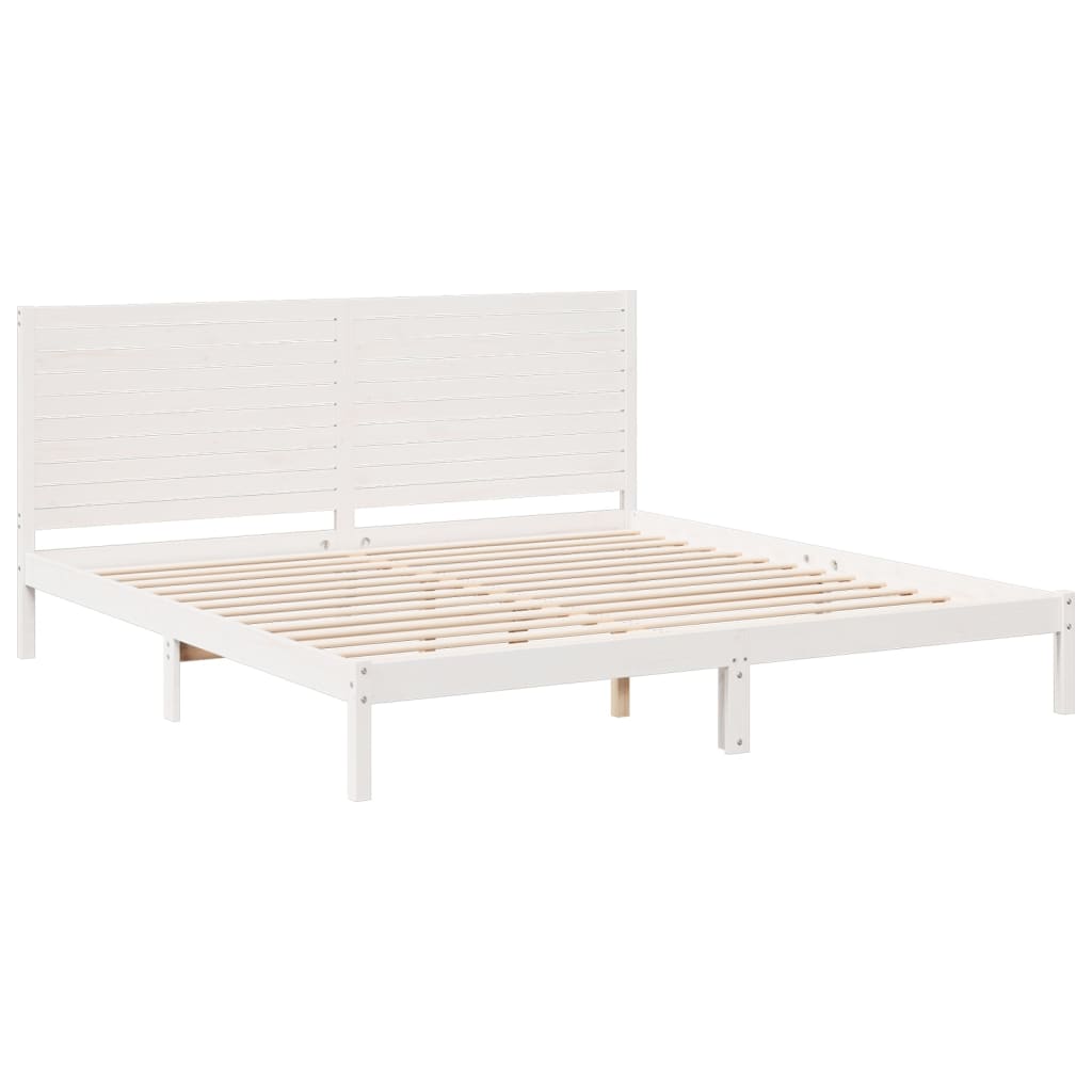 Massivholzbett Extra Lang ohne Matratze Weiß 180x210 cm