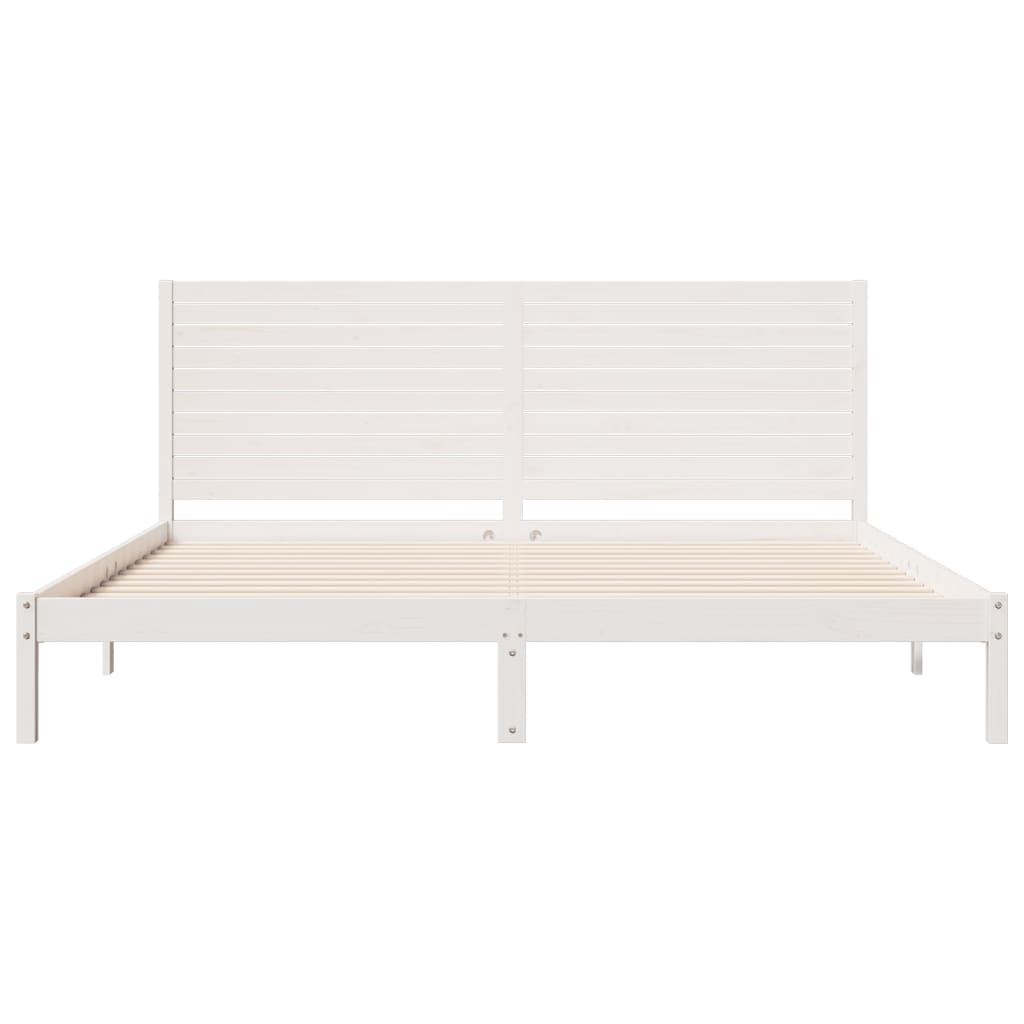 Massivholzbett Extra Lang ohne Matratze Weiß 180x210 cm