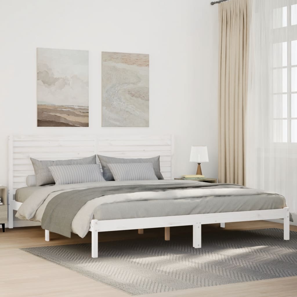 Massivholzbett Extra Lang ohne Matratze Weiß 180x210 cm