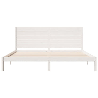 Massivholzbett Extra Lang ohne Matratze Weiß 200x210 cm