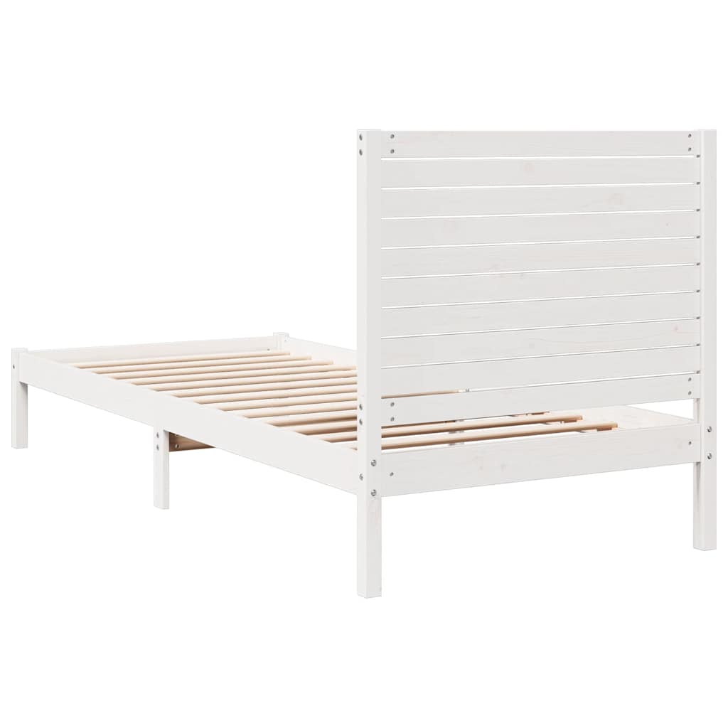 Massivholzbett Extra Lang ohne Matratze Weiß 90x220 cm