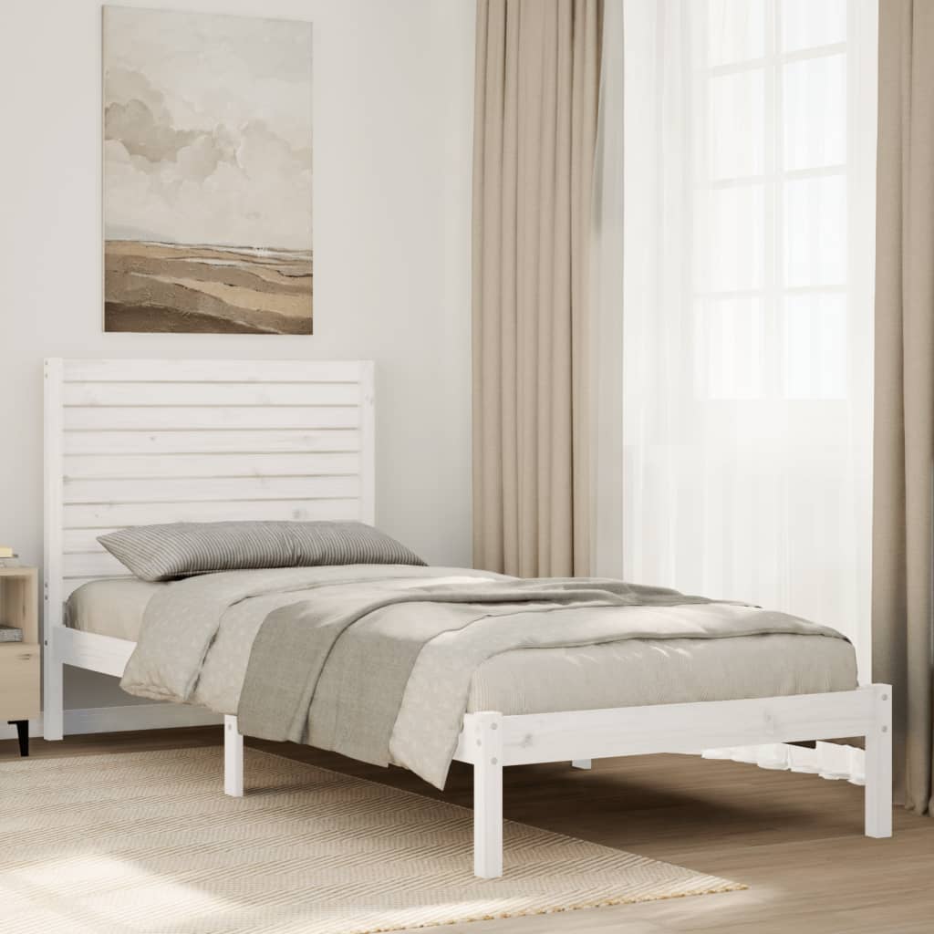 Massivholzbett Extra Lang ohne Matratze Weiß 90x220 cm