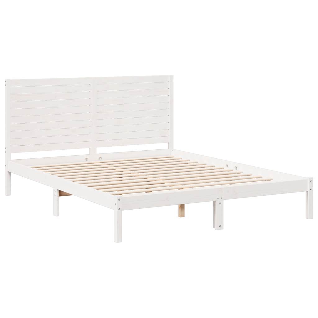 Massivholzbett Extra Lang ohne Matratze Weiß 140x220 cm