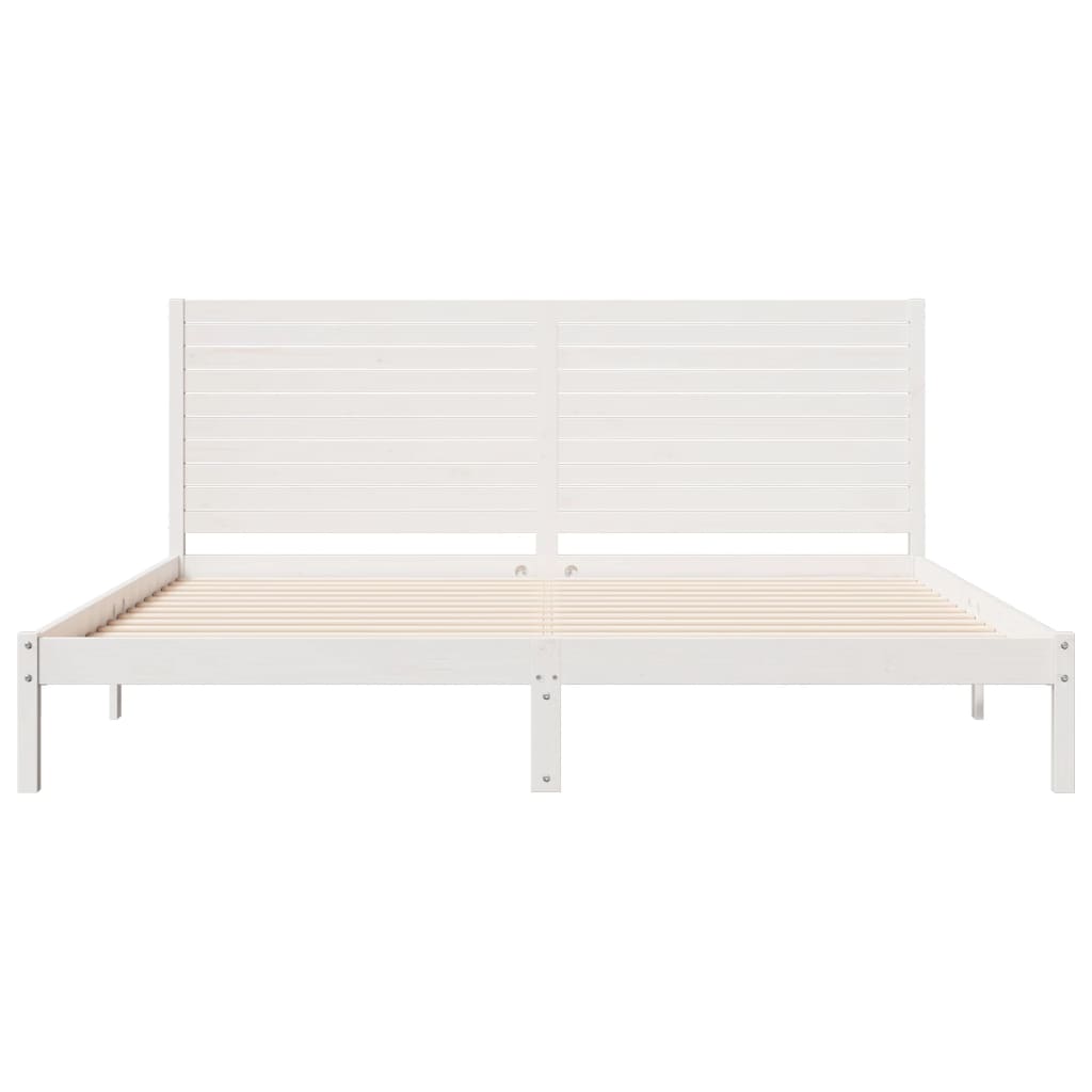 Massivholzbett Extra Lang ohne Matratze Weiß 180x220 cm