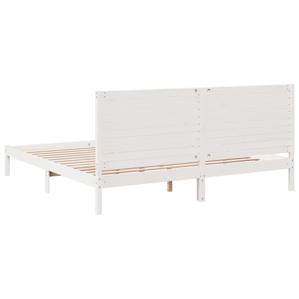Massivholzbett Extra Lang ohne Matratze Weiß 180x220 cm