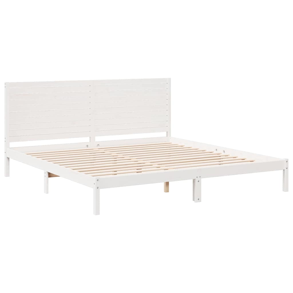 Massivholzbett Extra Lang ohne Matratze Weiß 200x220 cm