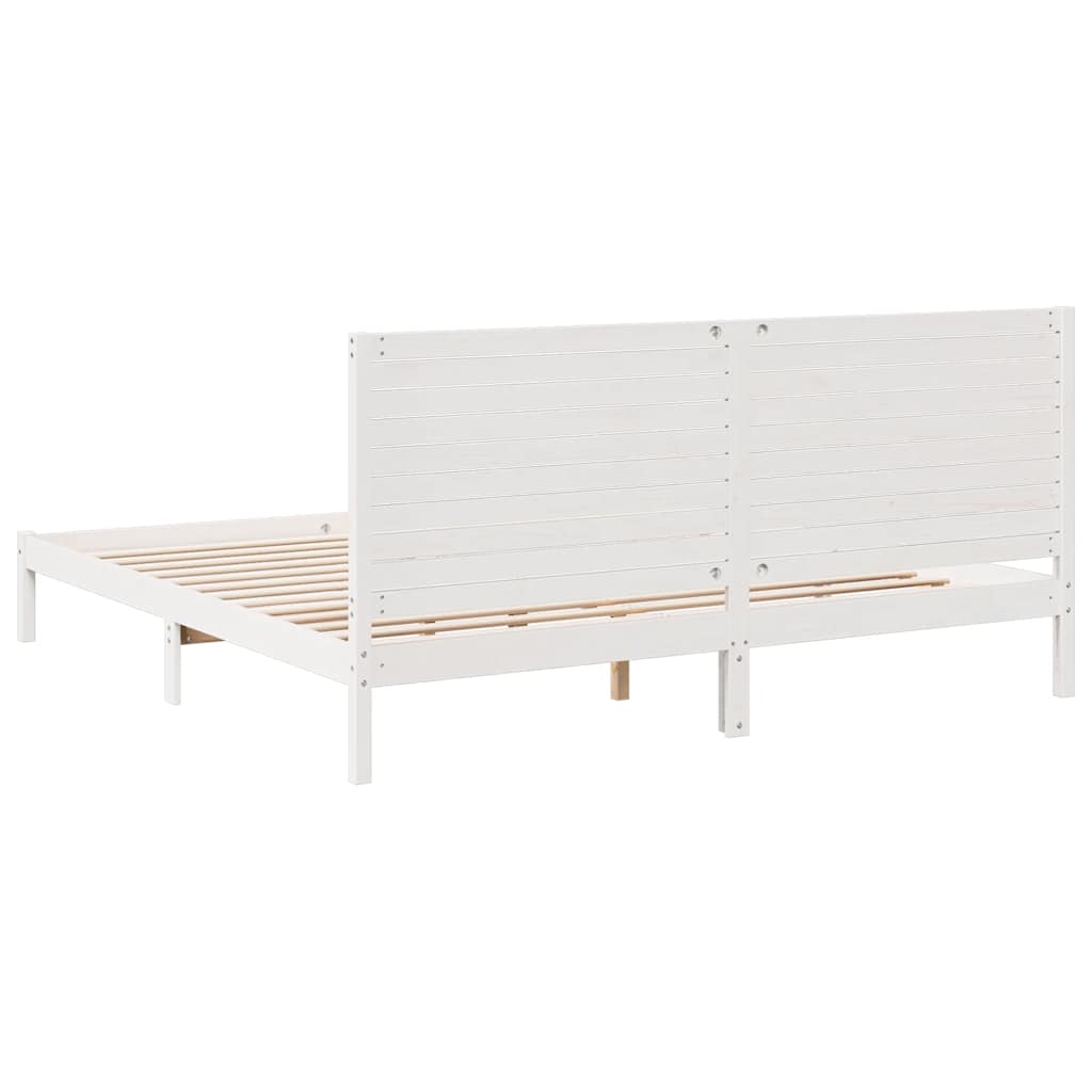 Massivholzbett Extra Lang ohne Matratze Weiß 200x220 cm