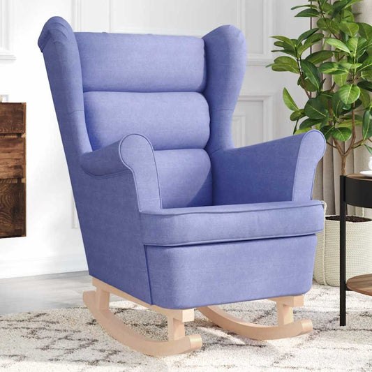 Fauteuil à bascule en tissu bleu denim 74x90x102 cm