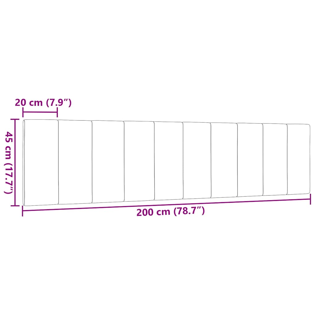 Kopfteil-Kissen "Hanko" Schwarz 200 cm Stoff