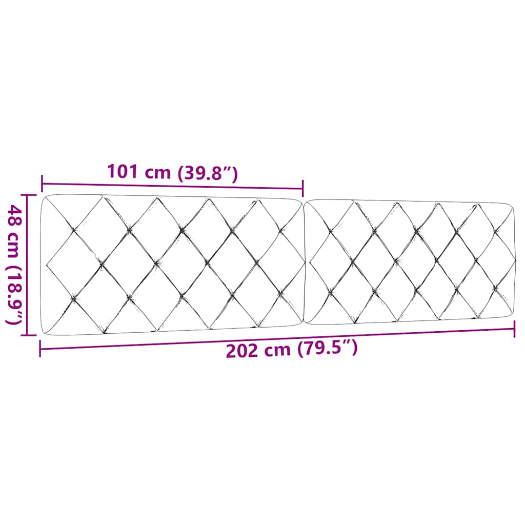 Kopfteil-Kissen Schwarz 200 cm Stoff