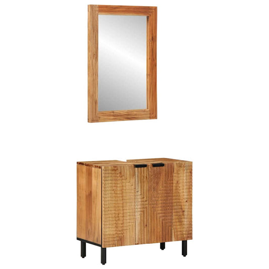 Badezimmermöbel Set mit Regal 2 pcs Braun Akazie Massivholz