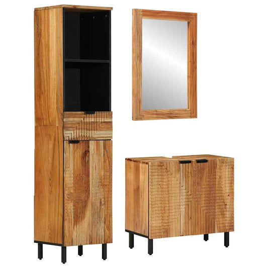 Badezimmermöbel Set mit Regal 3 pcs Braun Akazie Massivholz