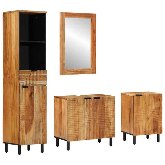 Badezimmermöbel Set mit Regal 4 pcs Braun Akazie Massivholz