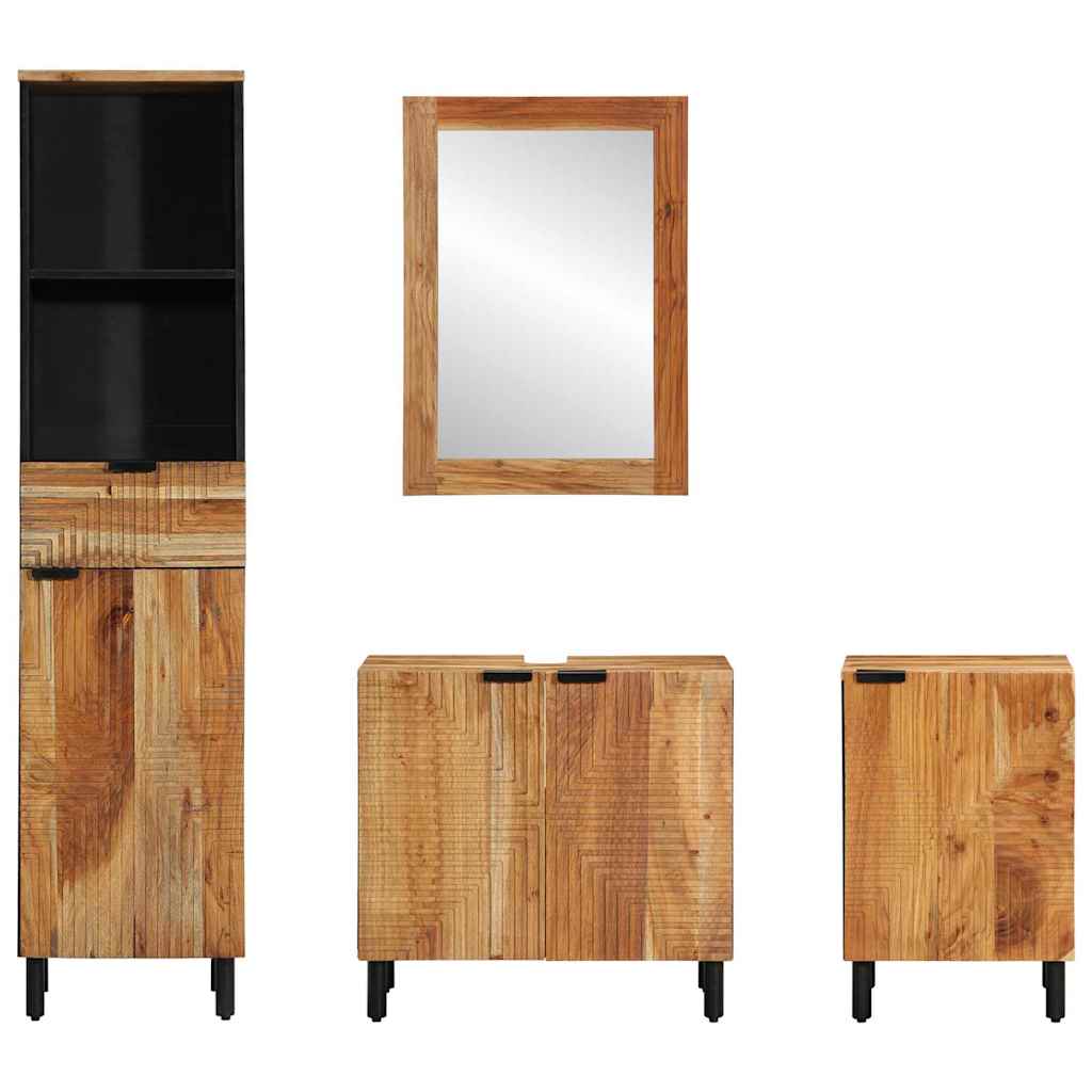 Badezimmermöbel Set mit Regal 4 pcs Braun Akazie Massivholz