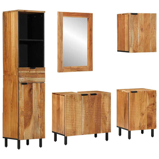 Badezimmermöbel Set mit Regal 5 pcs Braun Akazie Massivholz