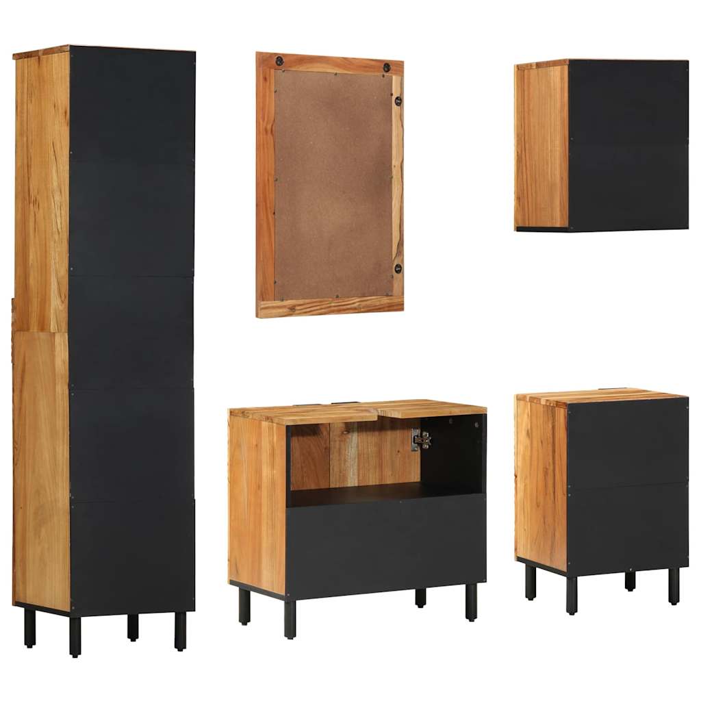 Badezimmermöbel Set mit Regal 5 pcs Braun Akazie Massivholz