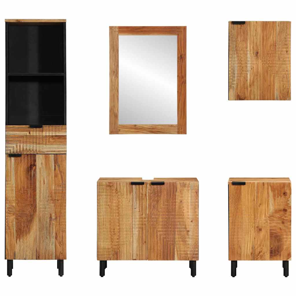 Badezimmermöbel Set mit Regal 5 pcs Braun Akazie Massivholz
