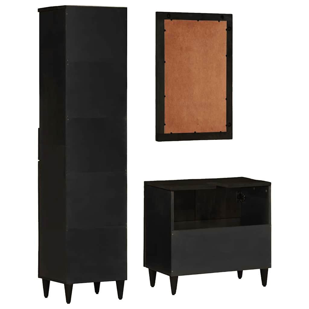 3-tlg. Badmöbel-Set Massivholz Mango