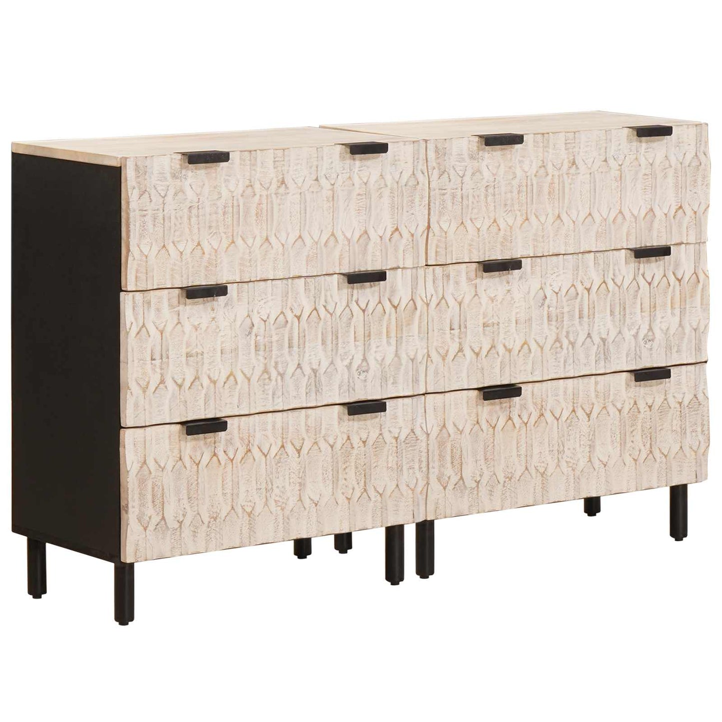 Sideboard 2 Stk. 60 x 33 x 75 cm Massivholz Mango