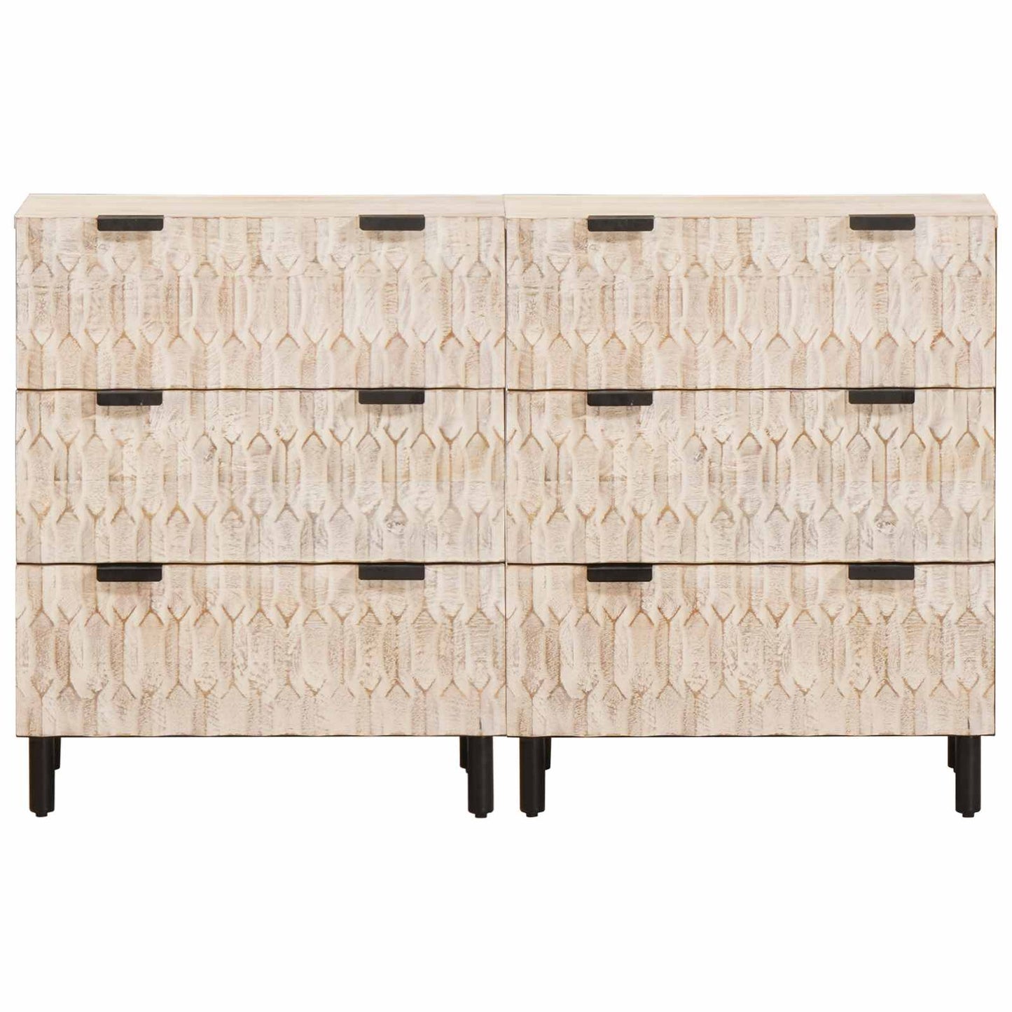Sideboard 2 Stk. 60 x 33 x 75 cm Massivholz Mango
