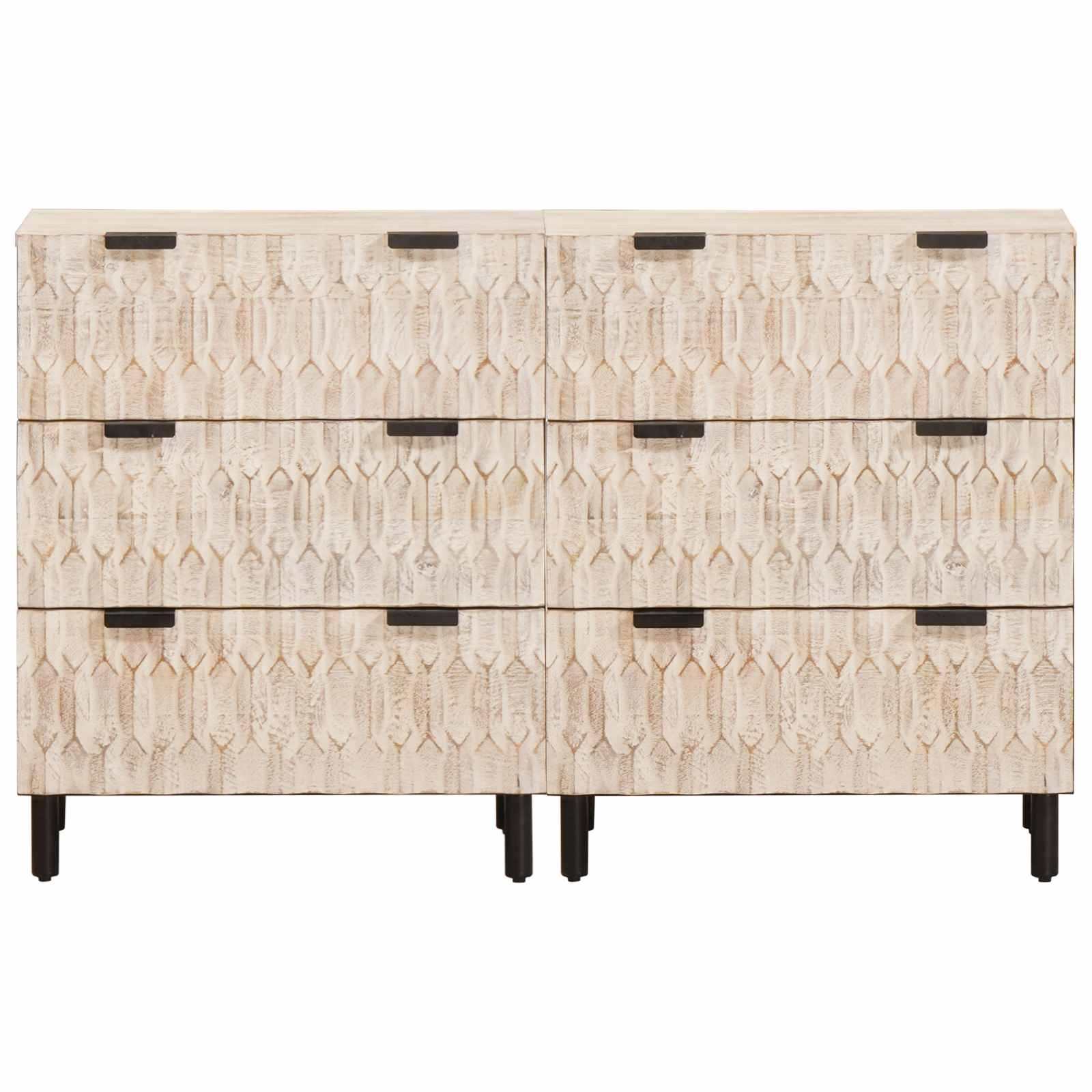 Sideboard 2 Stk. 60 x 33 x 75 cm Massivholz Mango
