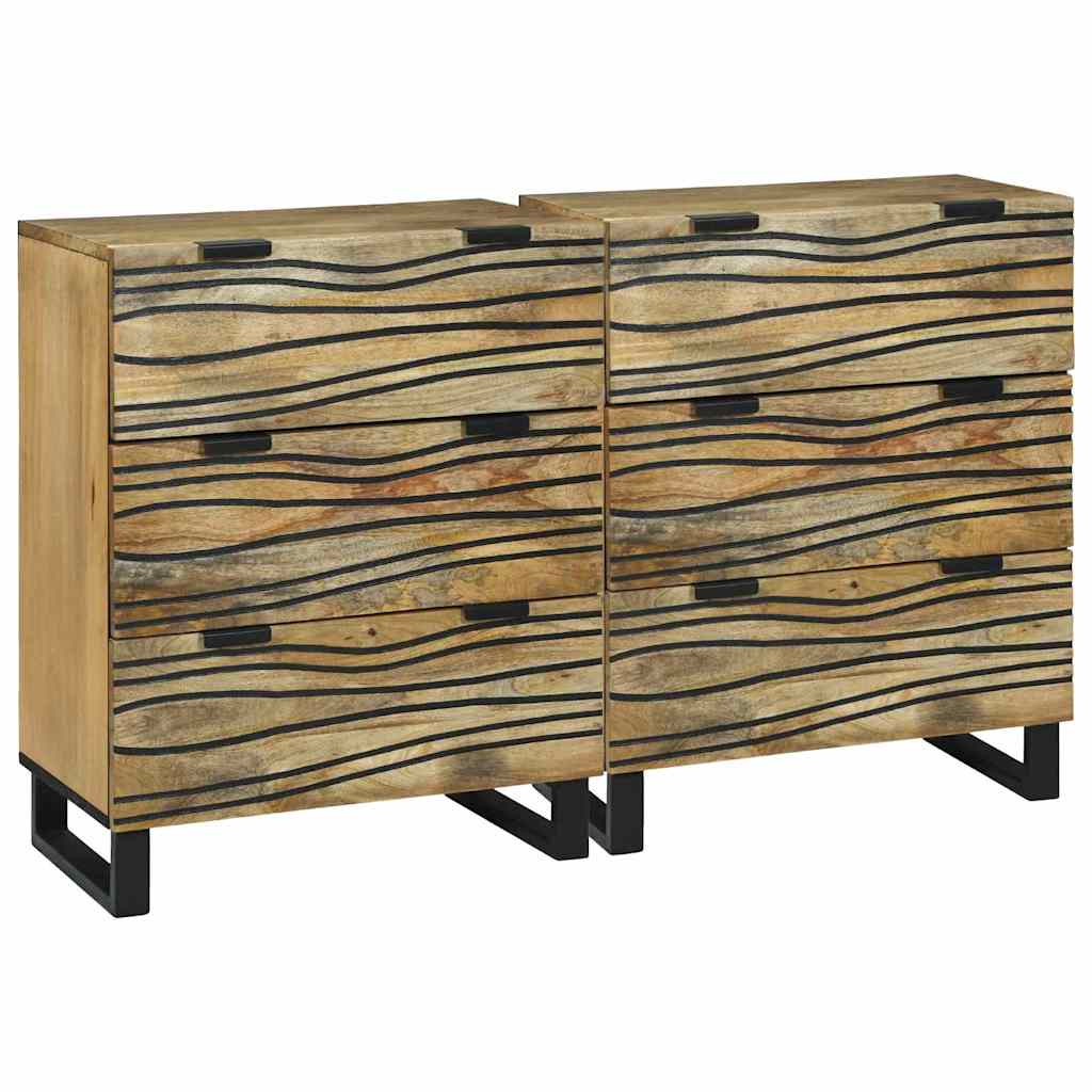 Sideboard Set 2 Stk. Natur 120 x 33 x 75 cm Massivholz Mango