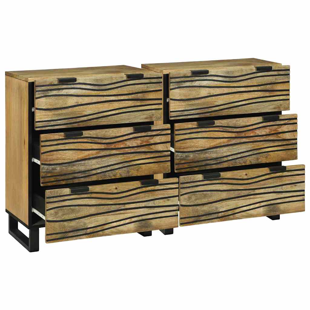 Sideboard Set 2 Stk. Natur 120 x 33 x 75 cm Massivholz Mango