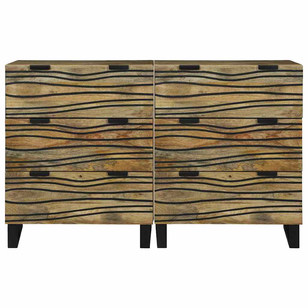 Sideboard Set 2 Stk. Natur 120 x 33 x 75 cm Massivholz Mango