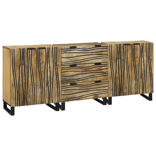 Badezimmermöbel Set mit Regal 3 pcs Braun Massives Mango-Holz