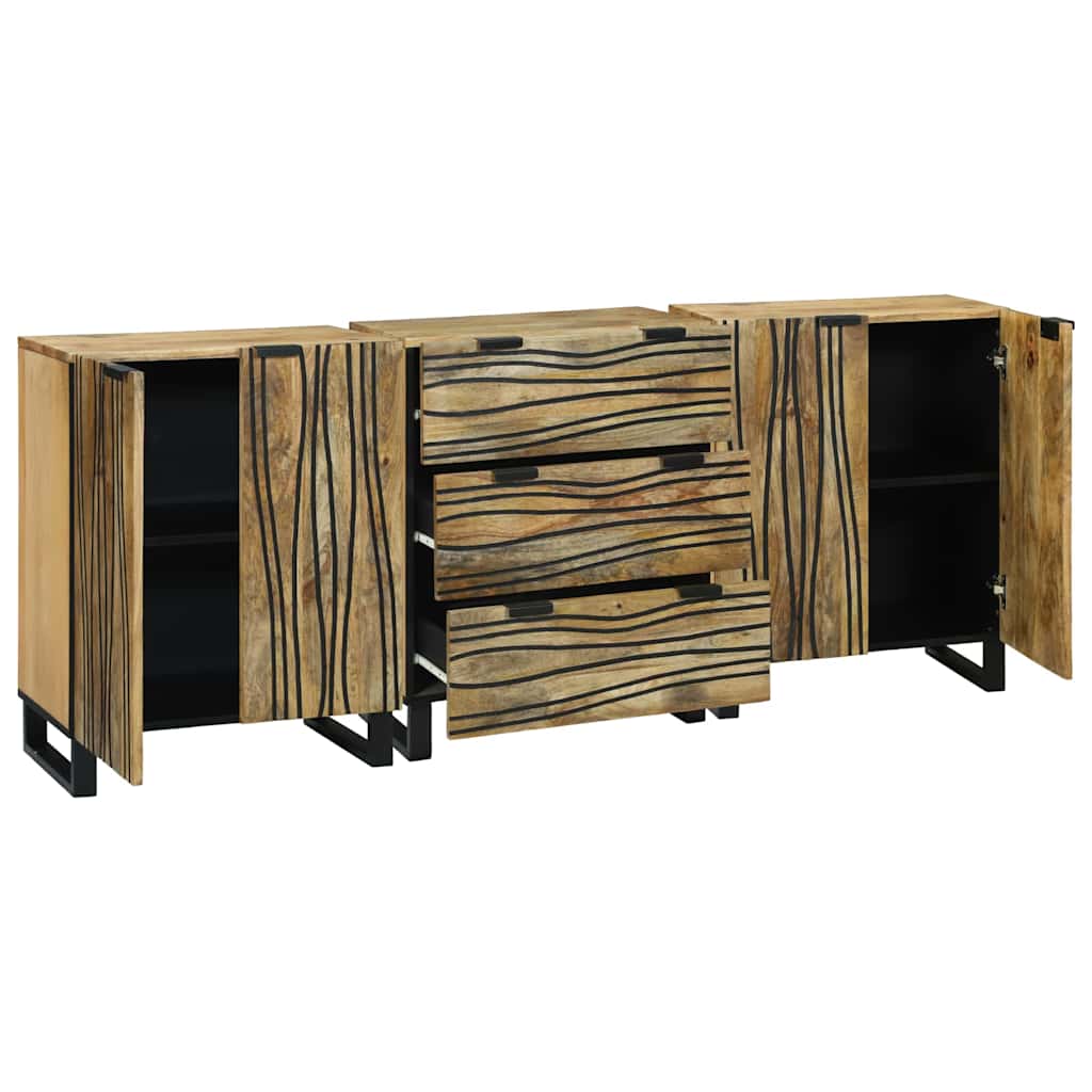 Badezimmermöbel Set mit Regal 3 pcs Braun Massives Mango-Holz