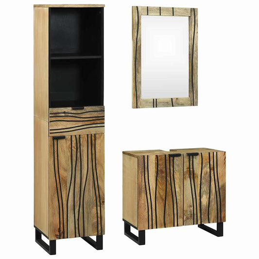 Badezimmermöbel-Set 3 stk. Braun 38 x 33 x 160 cm Holzwerkstoff