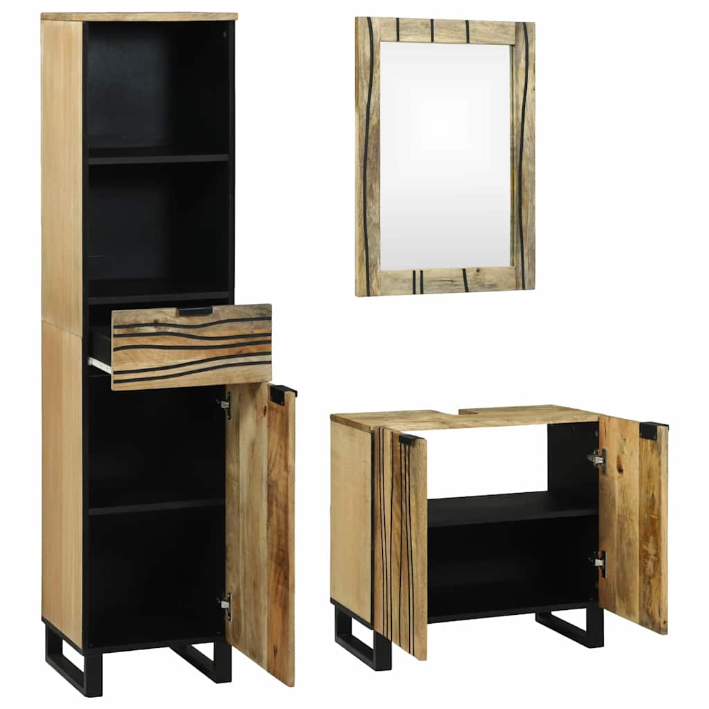 Badezimmermöbel-Set 3 stk. Braun 38 x 33 x 160 cm Holzwerkstoff