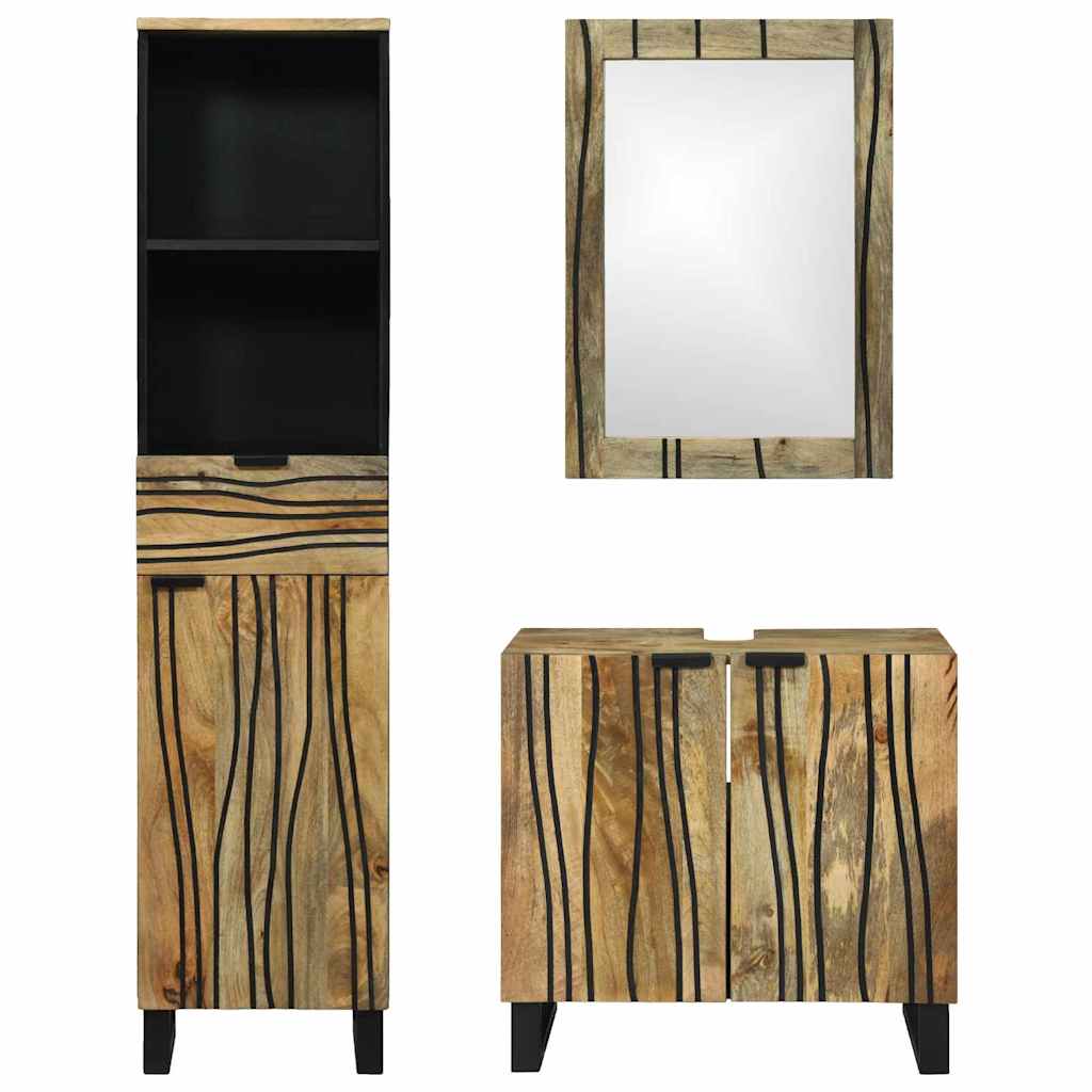 Badezimmermöbel-Set 3 stk. Braun 38 x 33 x 160 cm Holzwerkstoff