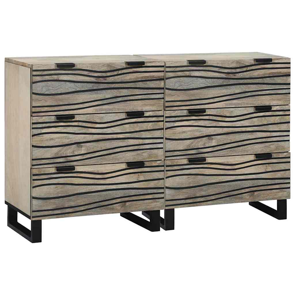Sideboard Set 2 stk. Weiß 120 x 33 x 75 cm Massivholz Mango