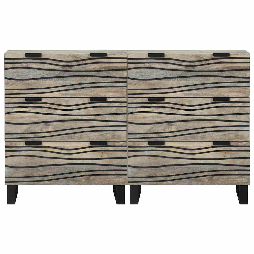 Sideboard Set 2 stk. Weiß 120 x 33 x 75 cm Massivholz Mango