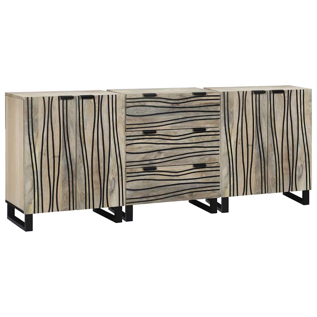 Sideboard Set 3 stk. Weiß 180 x 33 x 75 cm Massivholz Mango