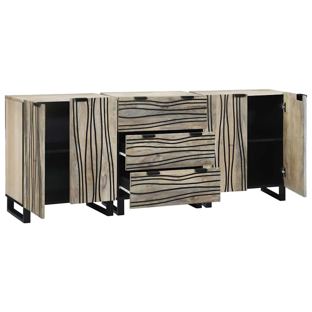 Sideboard Set 3 stk. Weiß 180 x 33 x 75 cm Massivholz Mango