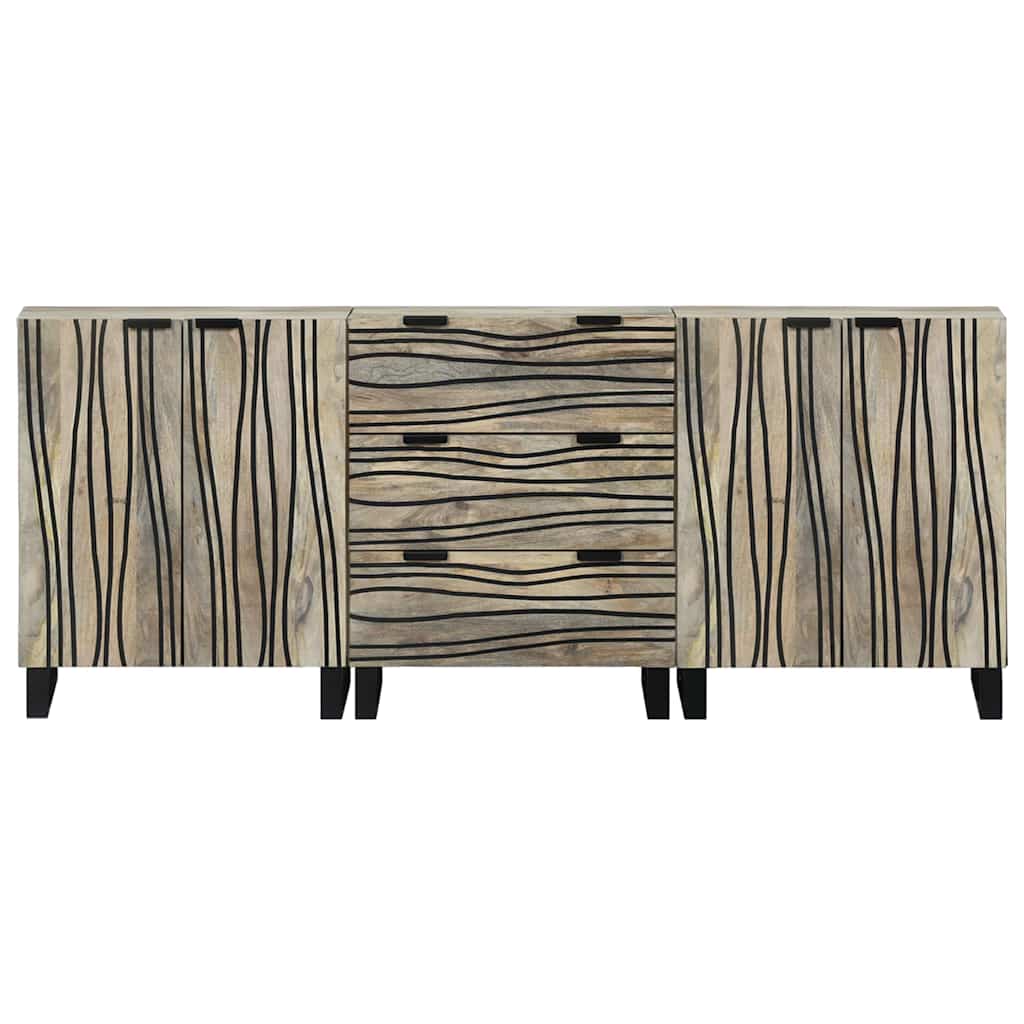 Sideboard Set 3 stk. Weiß 180 x 33 x 75 cm Massivholz Mango